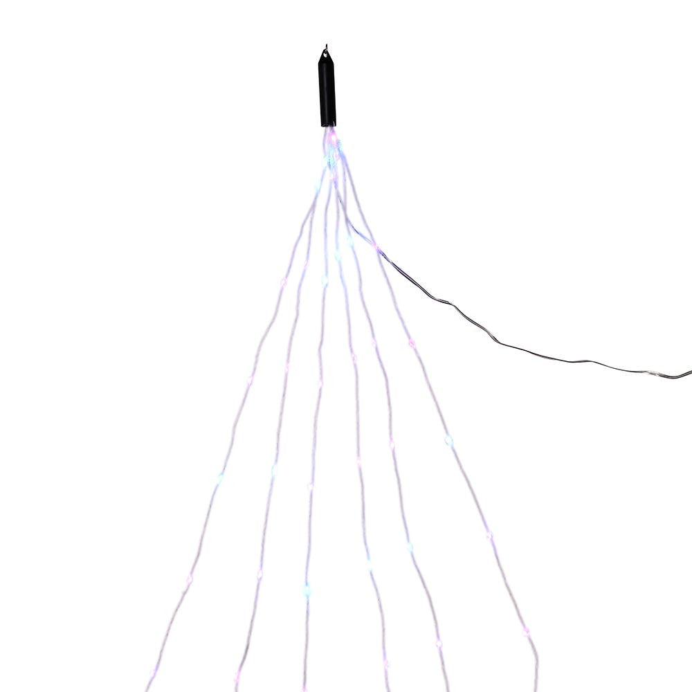 7' 120-Light White Fuzzy Multi-Strand With Pink, Teal and Purple LED Cascade Light