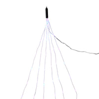 7' 120-Light White Fuzzy Multi-Strand With Pink, Teal and Purple LED Cascade Light