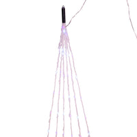 7' 120-Light White Fuzzy Multi-Strand With Pink, Teal and Purple LED Cascade Light