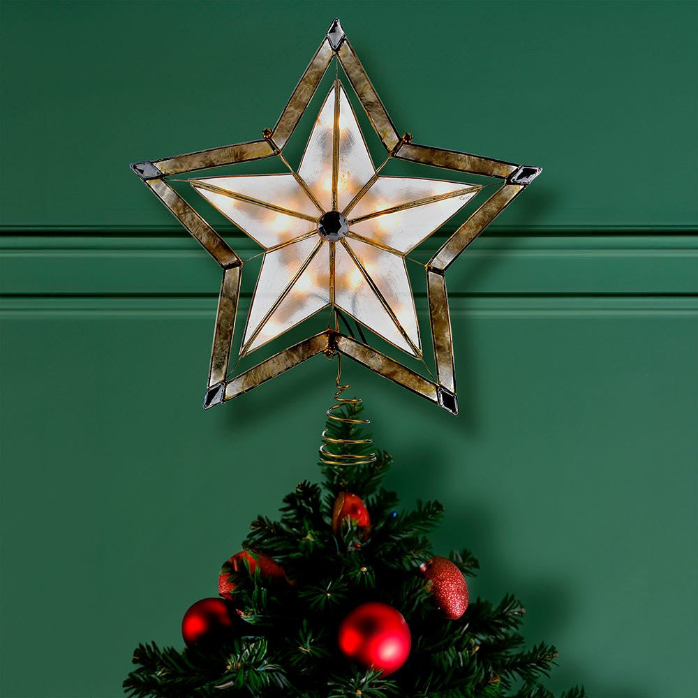 10" UL 10L 5-Point Star With Smoke Capiz Treetop