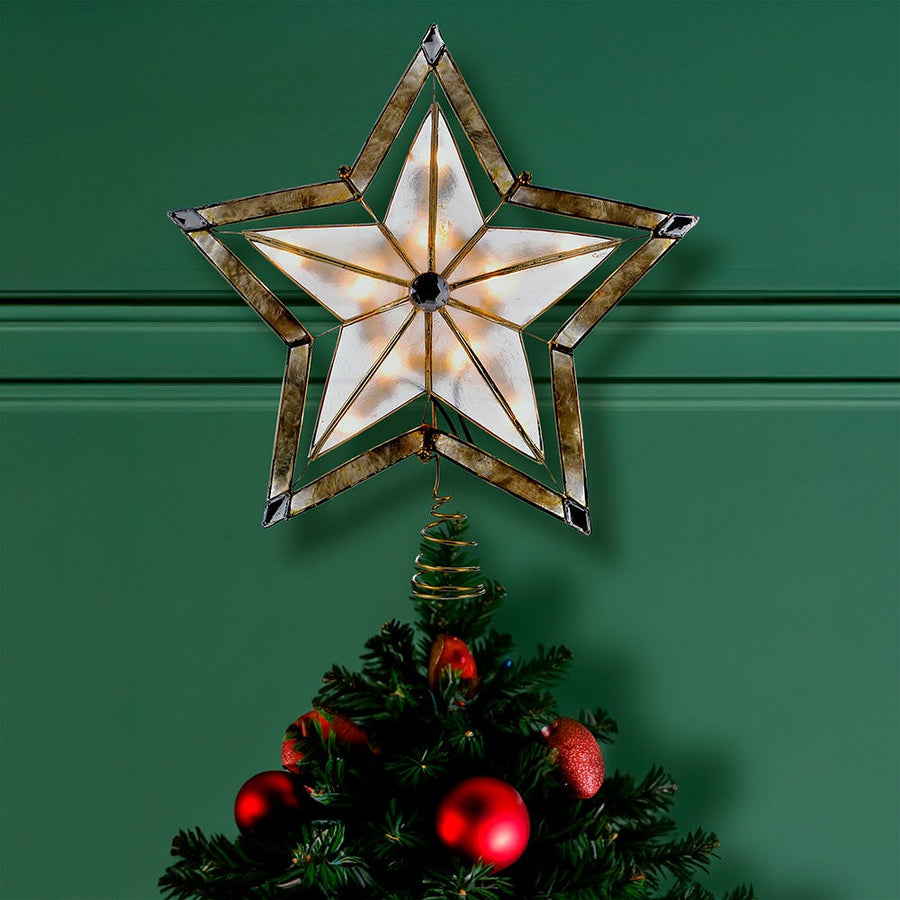 10" UL 10L 5-Point Star With Smoke Capiz Treetop