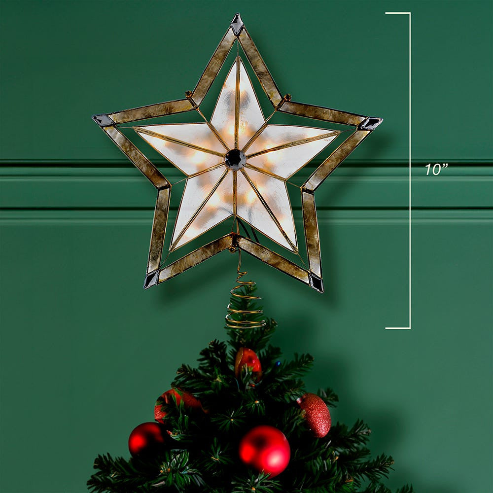10" UL 10L 5-Point Star With Smoke Capiz Treetop