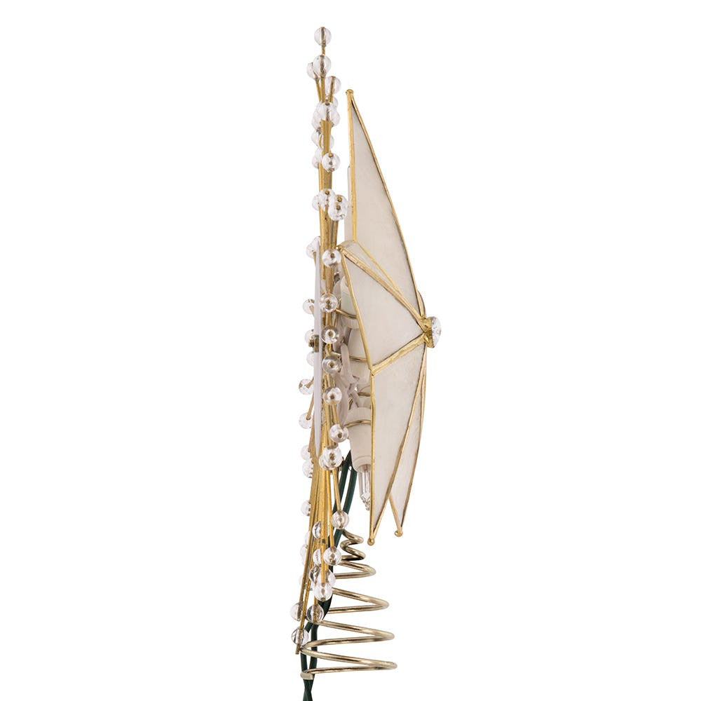 10" UL 10L Capiz Star With Rays and Beads Lighted Treetop