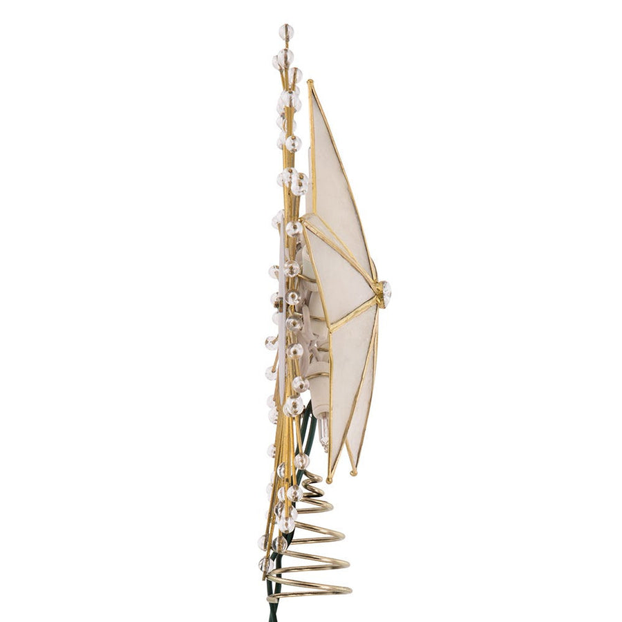 10" UL 10L Capiz Star With Rays and Beads Lighted Treetop