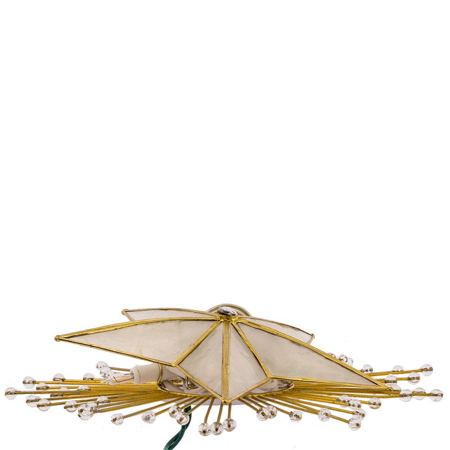 10" UL 10L Capiz Star With Rays and Beads Lighted Treetop