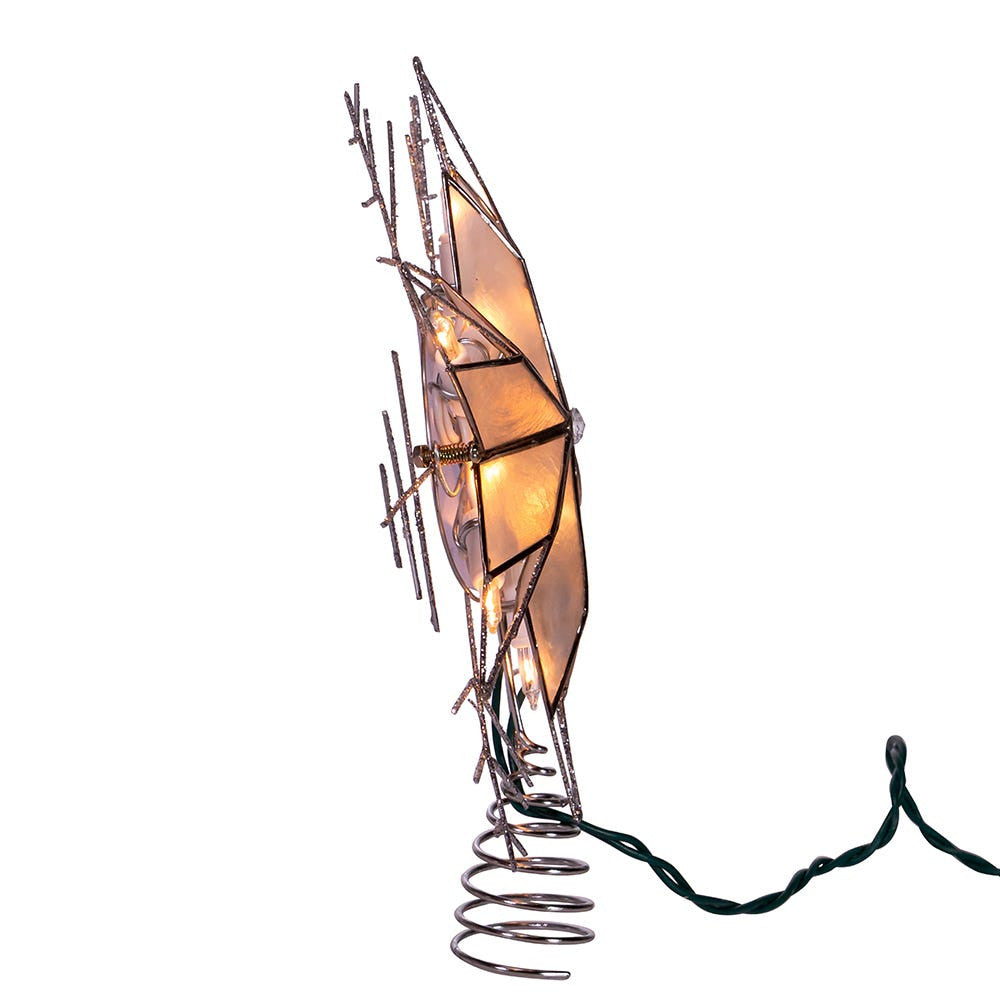 10" UL 10L Silver Wire Capiz Snowflake Treetop