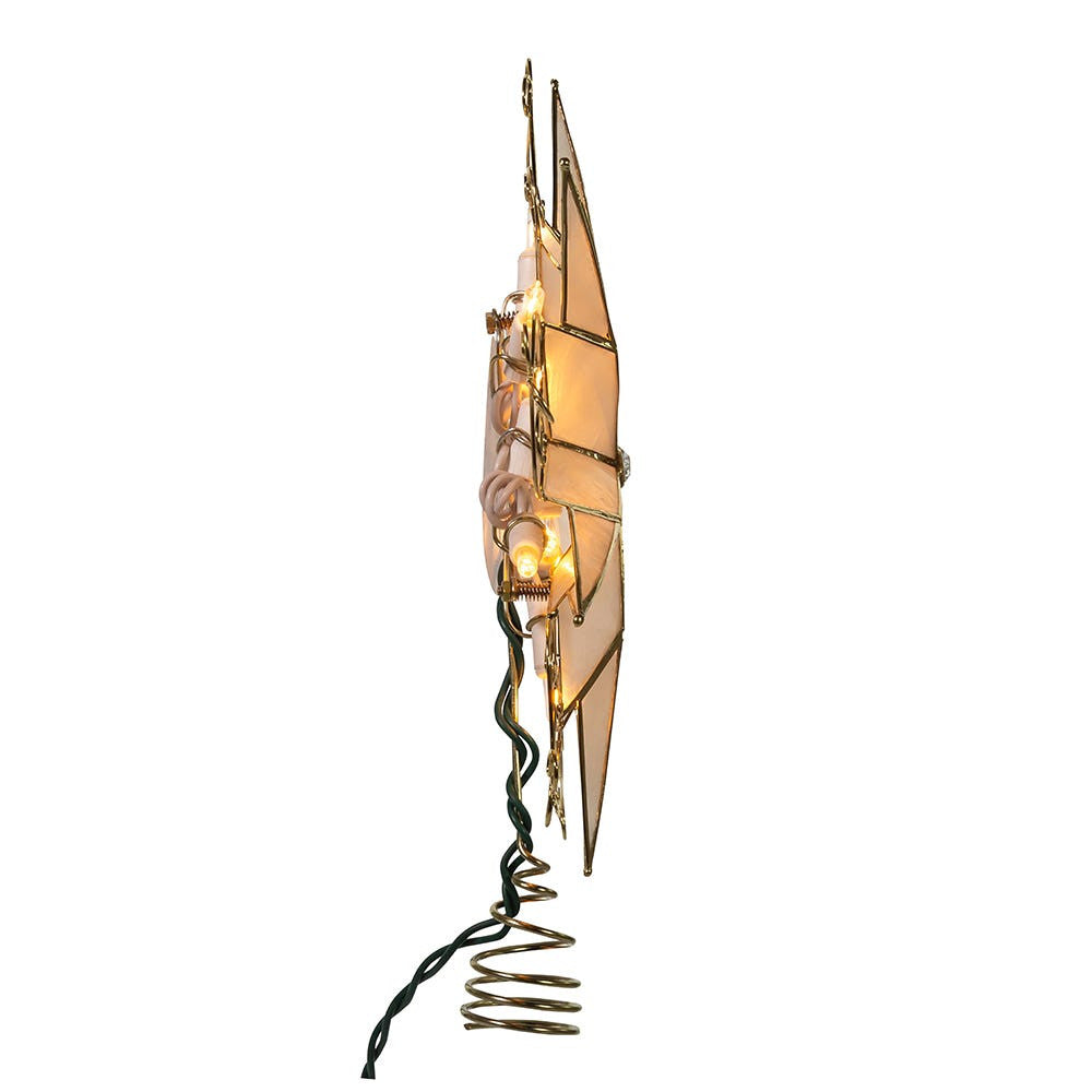 9" UL 10L 6-Point Capiz Star With Scroll Design Treetop