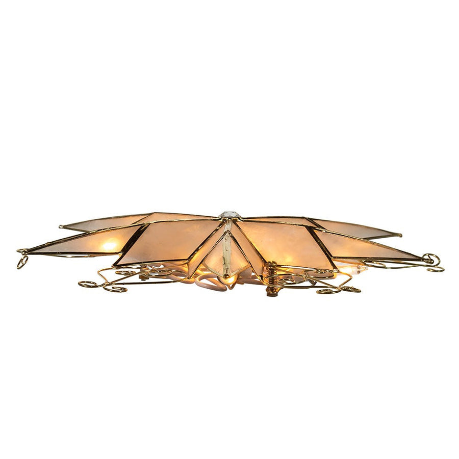 9" UL 10L 6-Point Capiz Star With Scroll Design Treetop