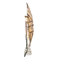 UL 10L LED 6-Point Brass Plated Capiz Star With Scroll Design Treetop