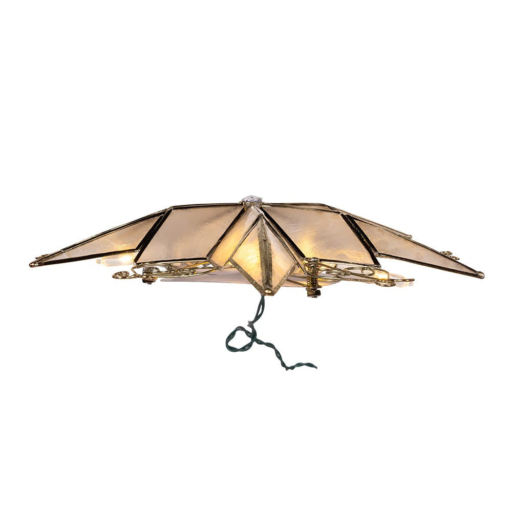 UL 10L LED 6-Point Brass Plated Capiz Star With Scroll Design Treetop