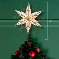 UL 10L LED 6-Point Brass Plated Capiz Star With Scroll Design Treetop
