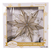 UL 10L LED 6-Point Brass Plated Capiz Star With Scroll Design Treetop