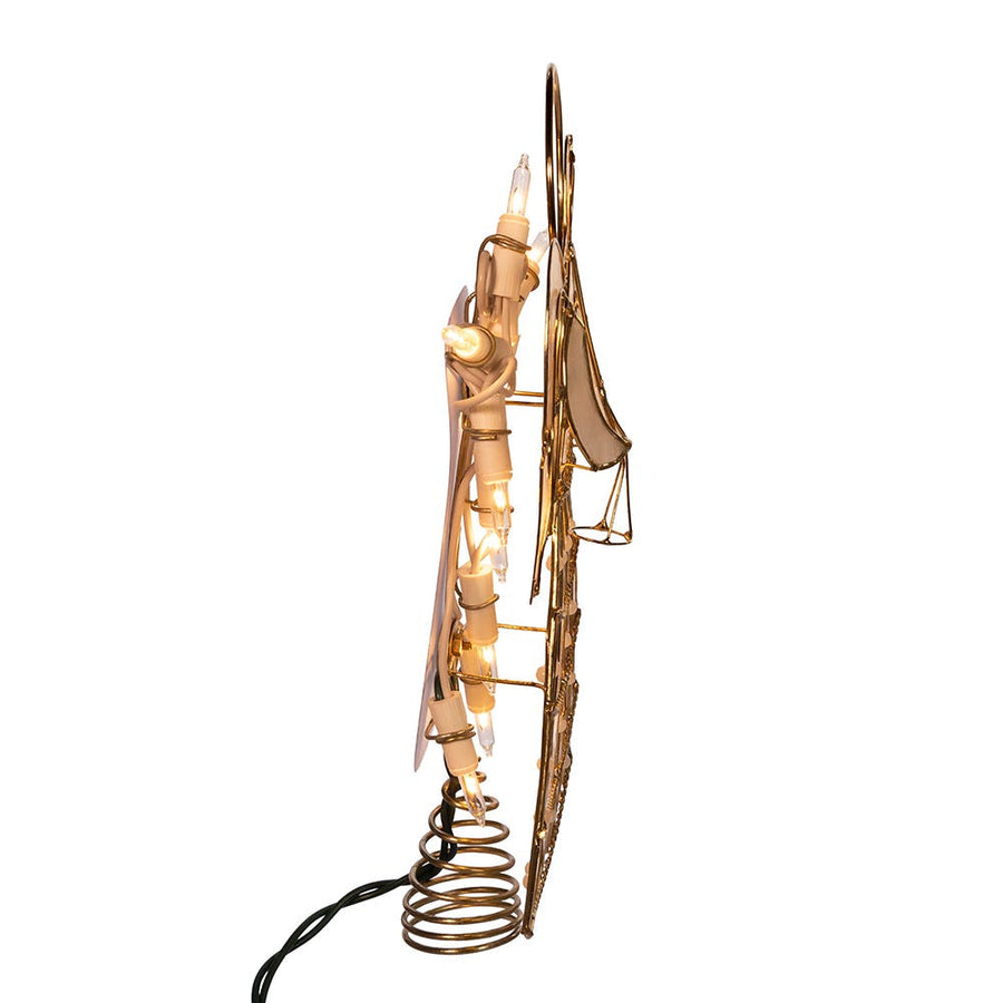 9.75" UL 10L Capiz Angel With Vines and Pearls Treetop