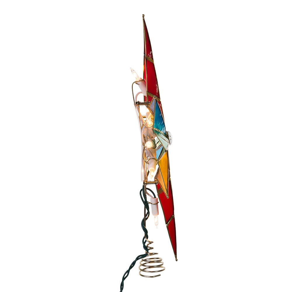 12" UL 10L Capiz Multicolored Bethlehem Star With Gem Center Treetop