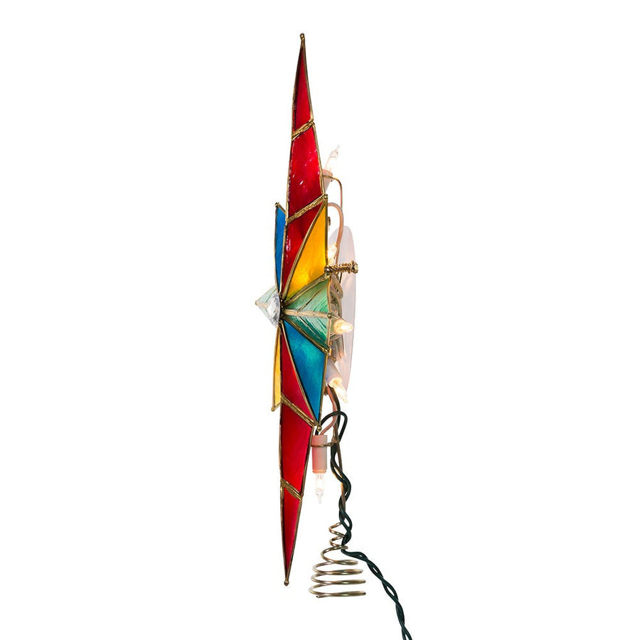 12" UL 10L Capiz Multicolored Bethlehem Star With Gem Center Treetop