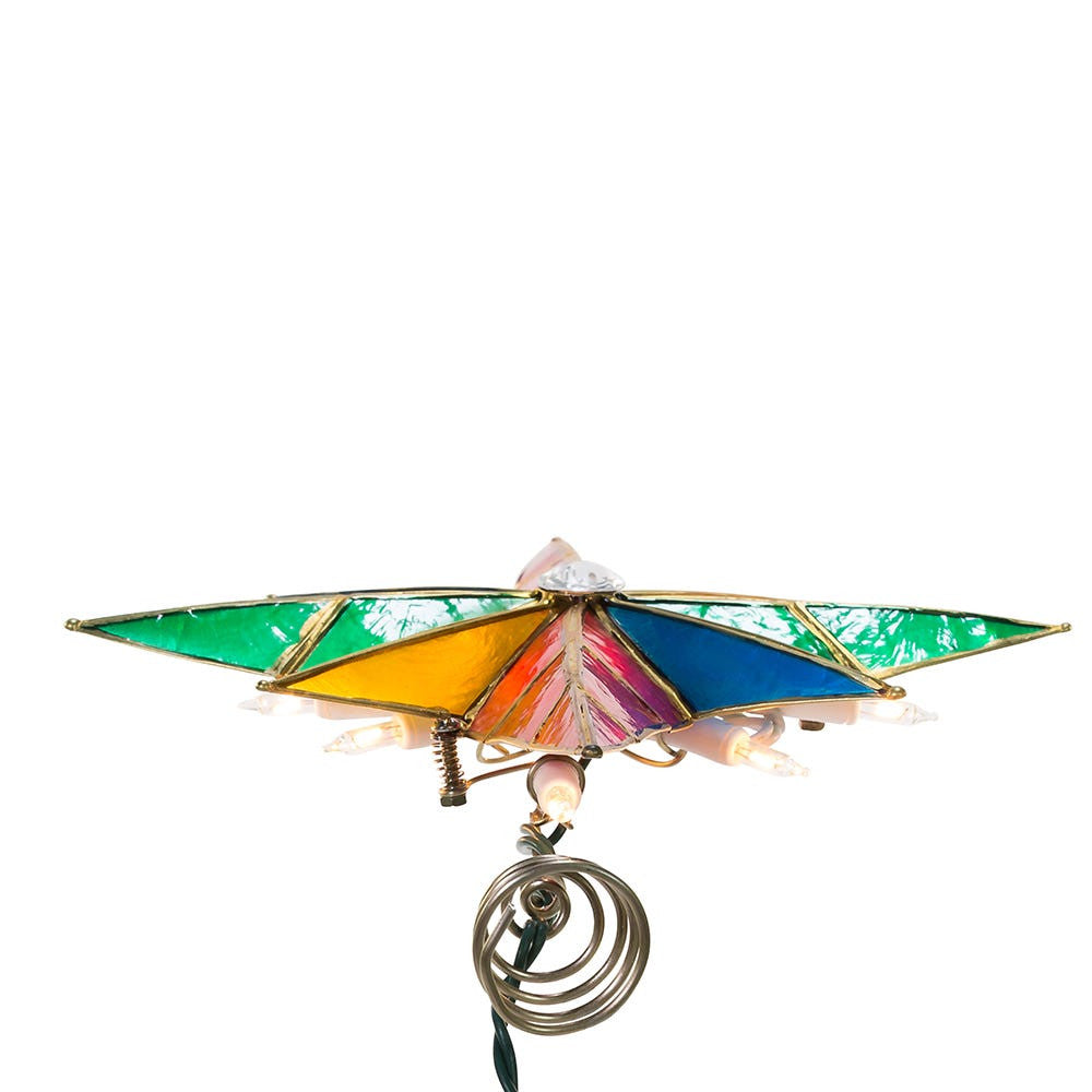 12" UL 10L Capiz Multicolored Bethlehem Star With Gem Center Treetop