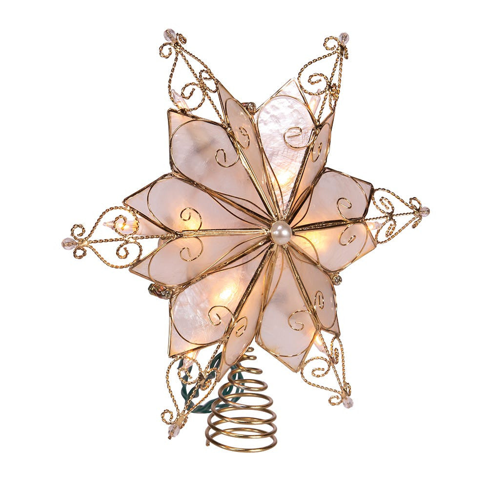 9.6" UL 10L 6-Point Capiz Gold Star Treetop