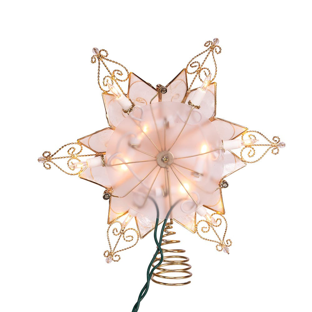 9.6" UL 10L 6-Point Capiz Gold Star Treetop