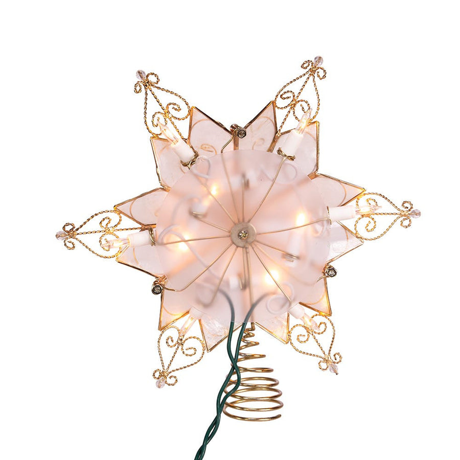 9.6" UL 10L 6-Point Capiz Gold Star Treetop