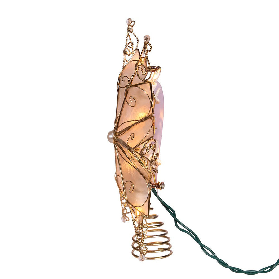 9.6" UL 10L 6-Point Capiz Gold Star Treetop
