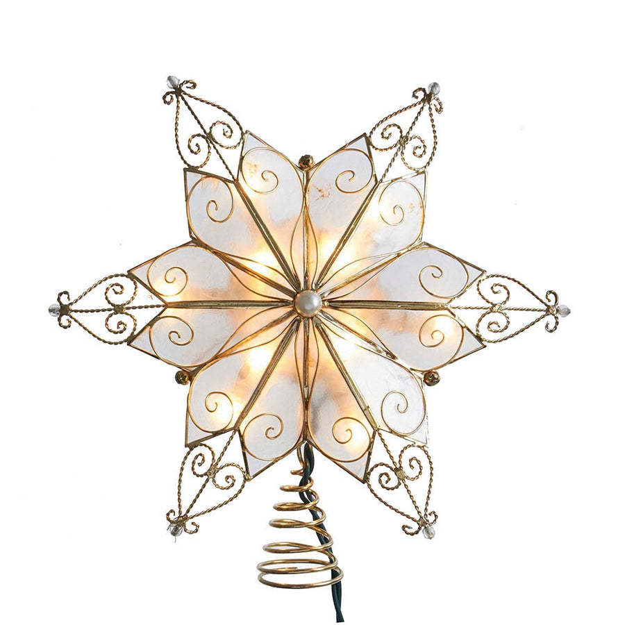 9.6" UL 10L 6-Point Capiz Gold Star Treetop