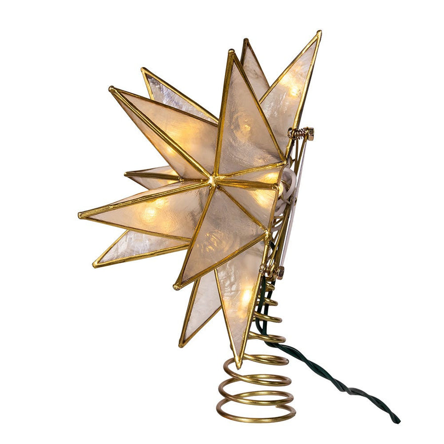 8.25" UL 10L LED 15-Point Gold Sputnik Capiz Treetop