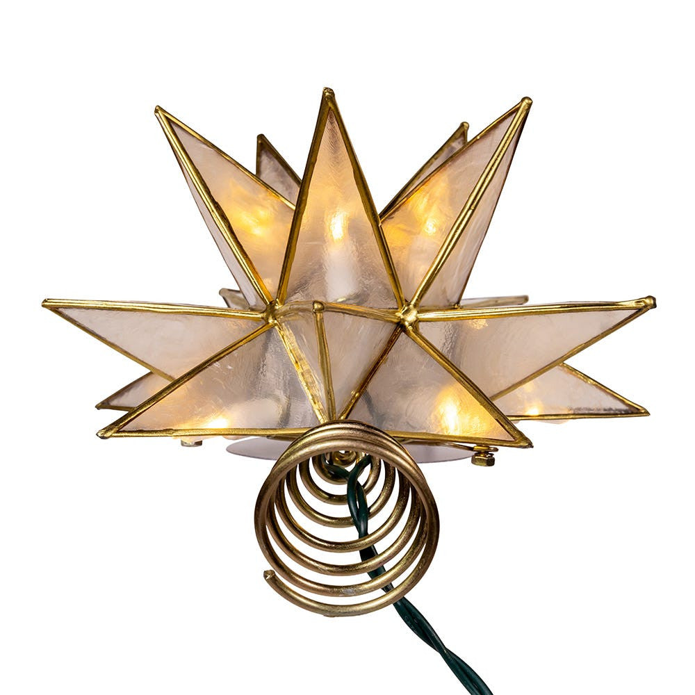 8.25" UL 10L LED 15-Point Gold Sputnik Capiz Treetop