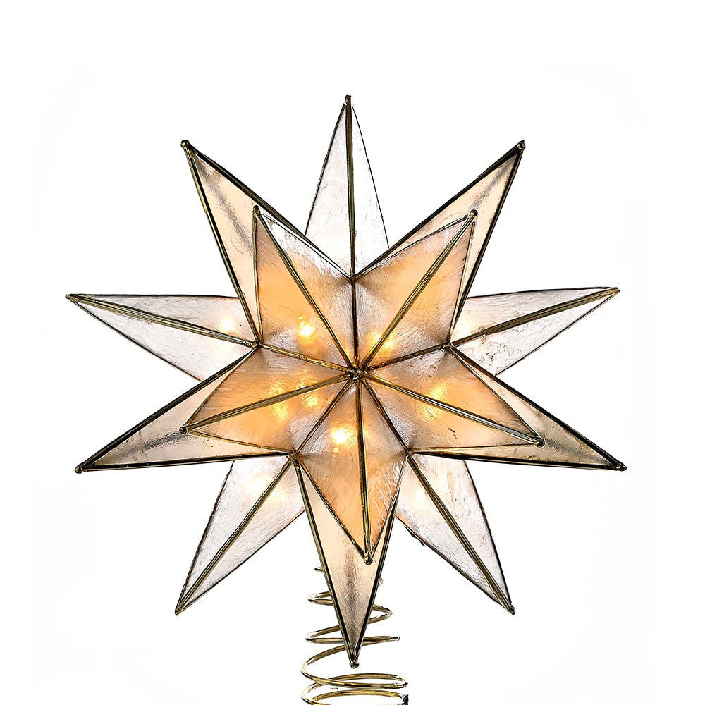 8.25" UL 10L LED 15-Point Gold Sputnik Capiz Treetop