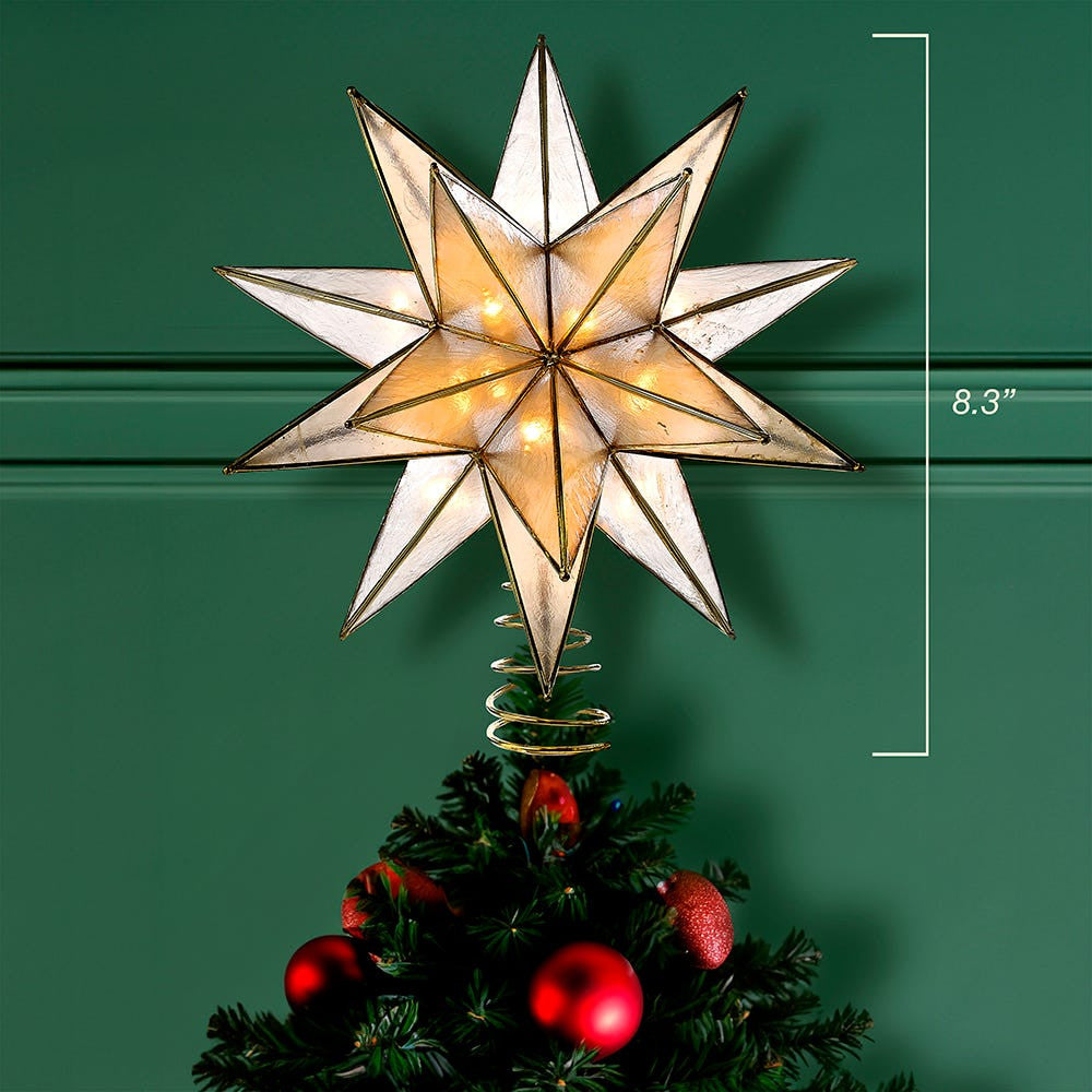 8.25" UL 10L LED 15-Point Gold Sputnik Capiz Treetop