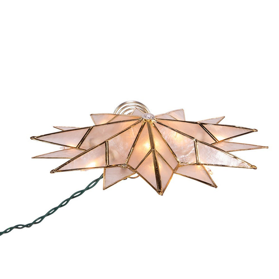 9.84" UL 10L Capiz Double Tip Star With Center Gem Treetop