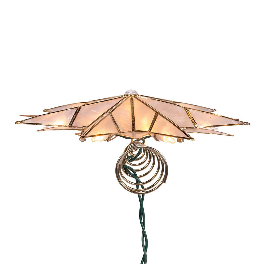 9.84" UL 10L Capiz Double Tip Star With Center Gem Treetop