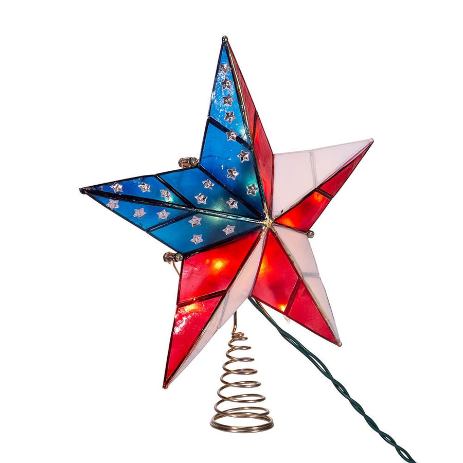 9.84" UL 10L Capiz American Flag Inspired Star Treetop
