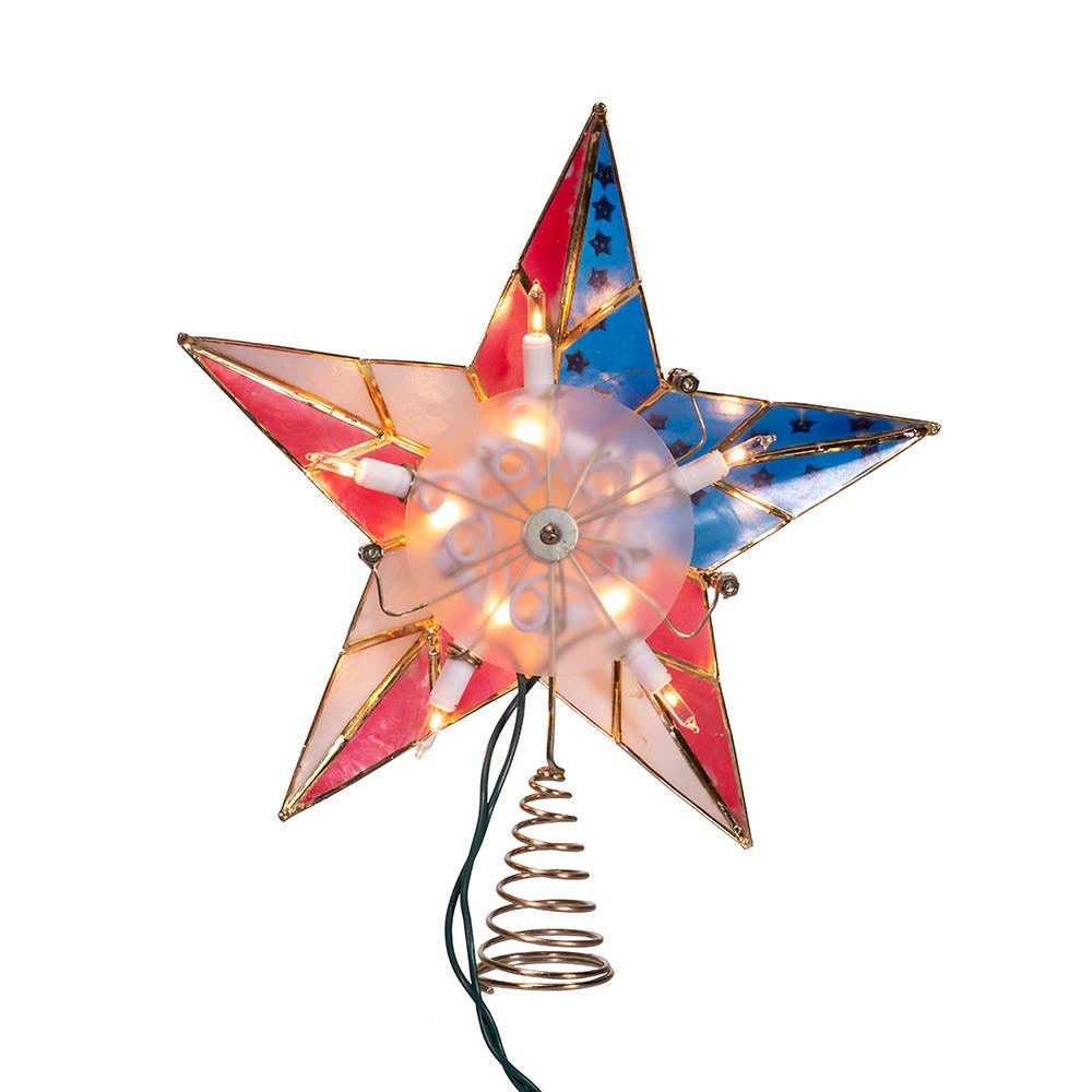 9.84" UL 10L Capiz American Flag Inspired Star Treetop