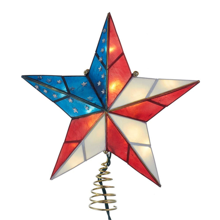 9.84" UL 10L Capiz American Flag Inspired Star Treetop