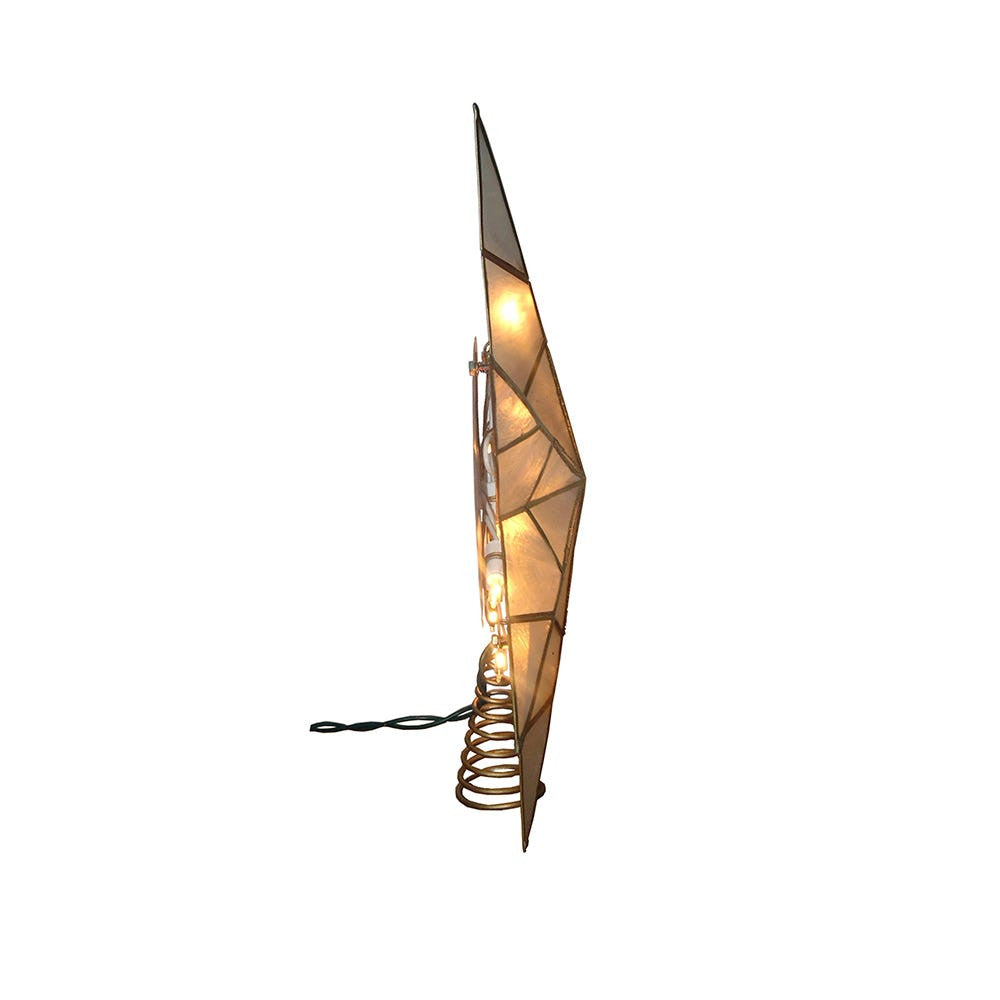 14" UL 10L 8-Point Capiz Gold Star Treetop