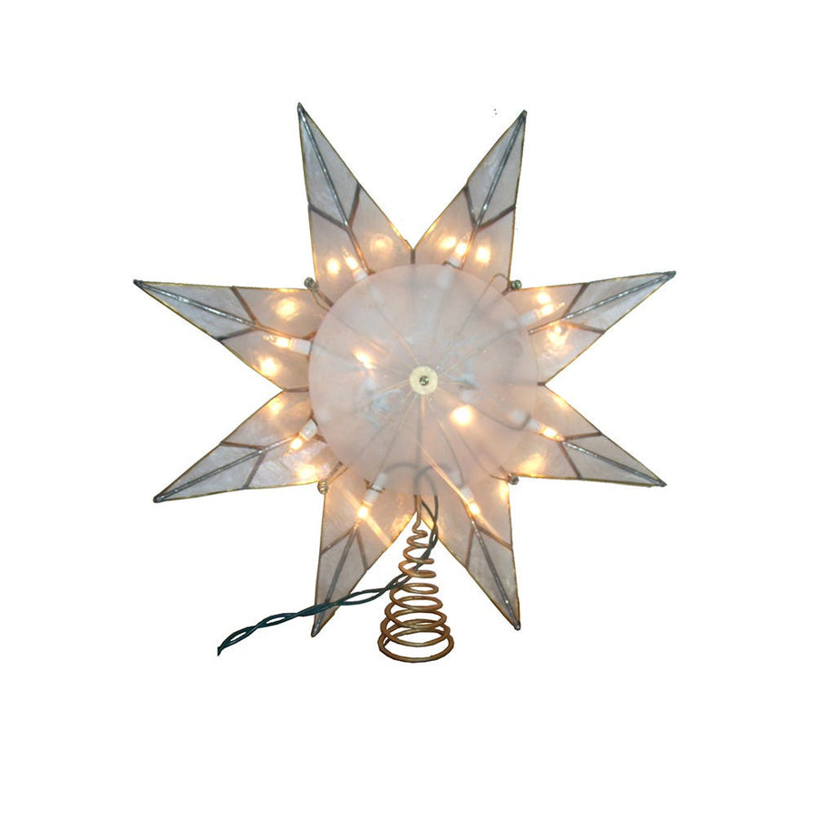 14" UL 10L 8-Point Capiz Gold Star Treetop