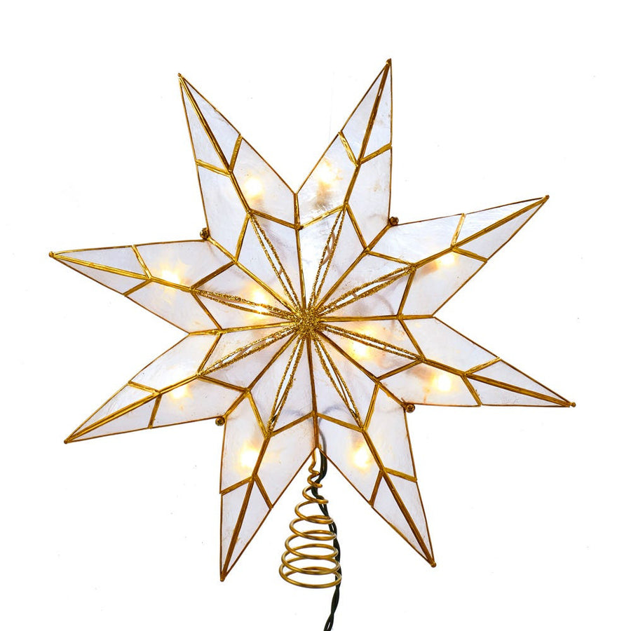 14" UL 10L 8-Point Capiz Gold Star Treetop