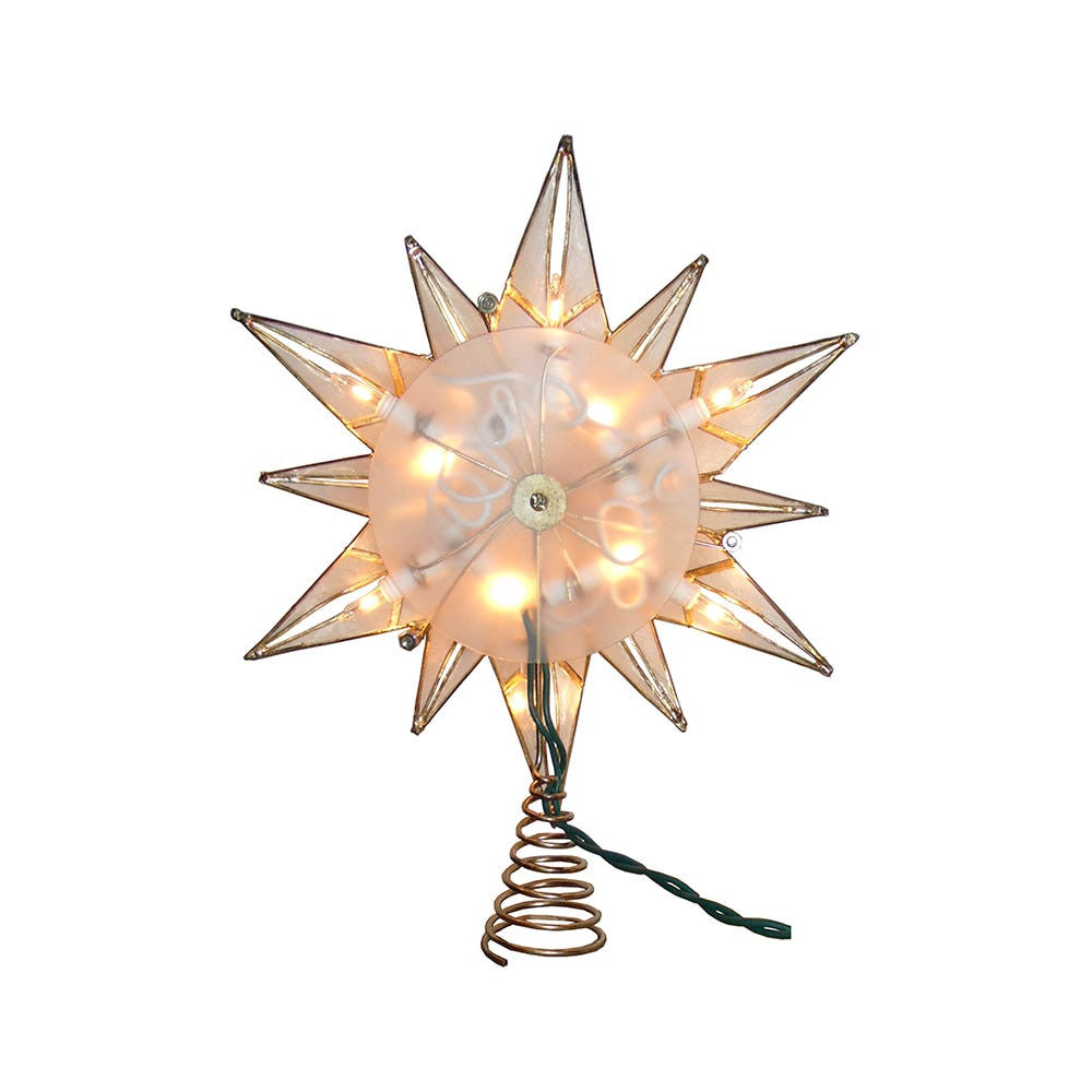 10.24" UL 10L 12-Point Capiz Star With Center Gem Treetop
