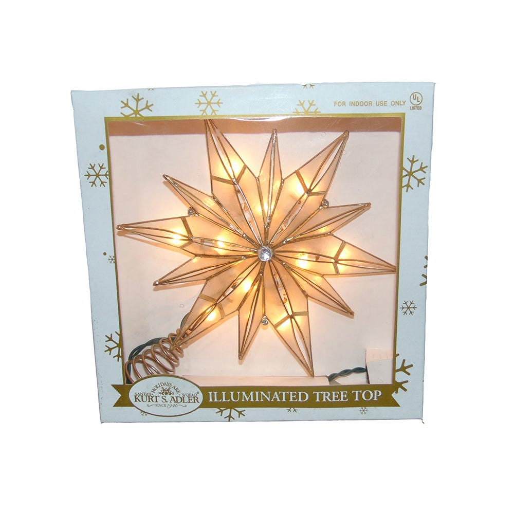 10.24" UL 10L 12-Point Capiz Star With Center Gem Treetop