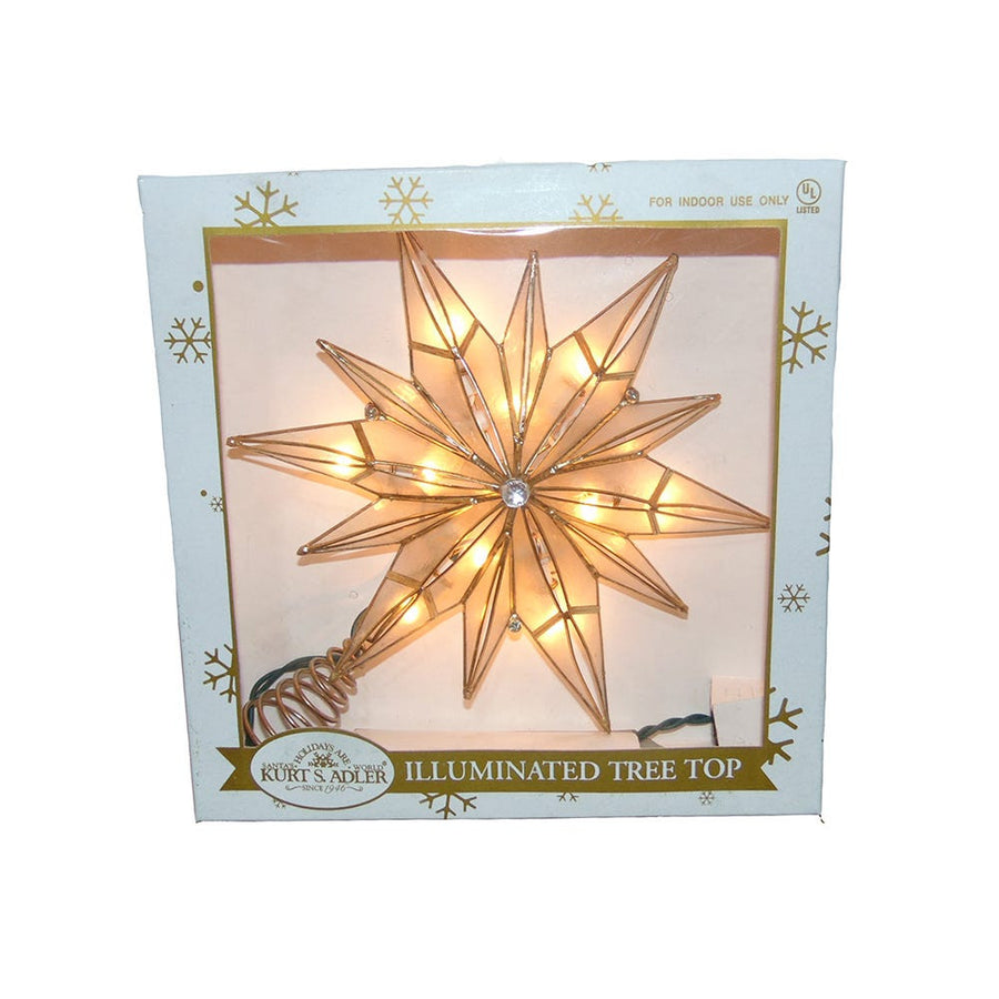 10.24" UL 10L 12-Point Capiz Star With Center Gem Treetop