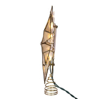 UL 10L LED 12-Point Brass Plated Capiz Star With Gem Center Treetop