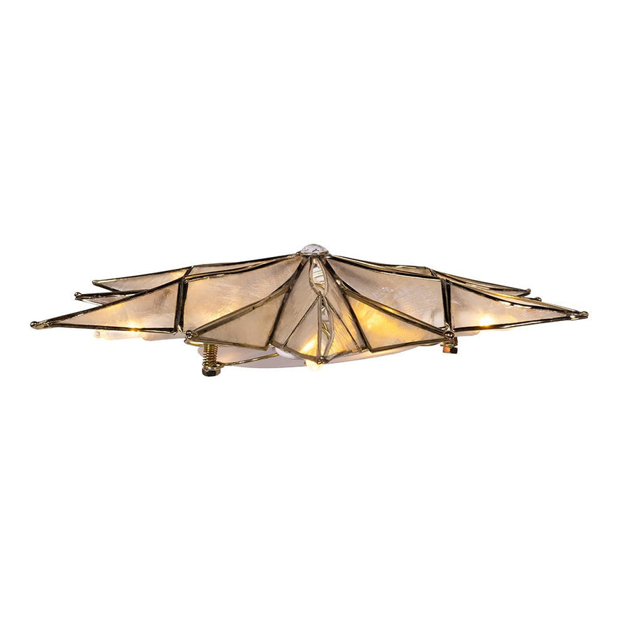 UL 10L LED 12-Point Brass Plated Capiz Star With Gem Center Treetop