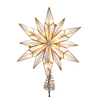 UL 10L LED 12-Point Brass Plated Capiz Star With Gem Center Treetop