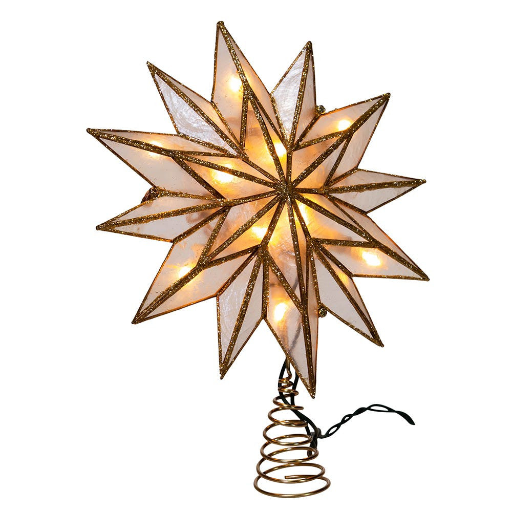 8.75" UL 10L 12-Point Capiz Gold Star Treetop