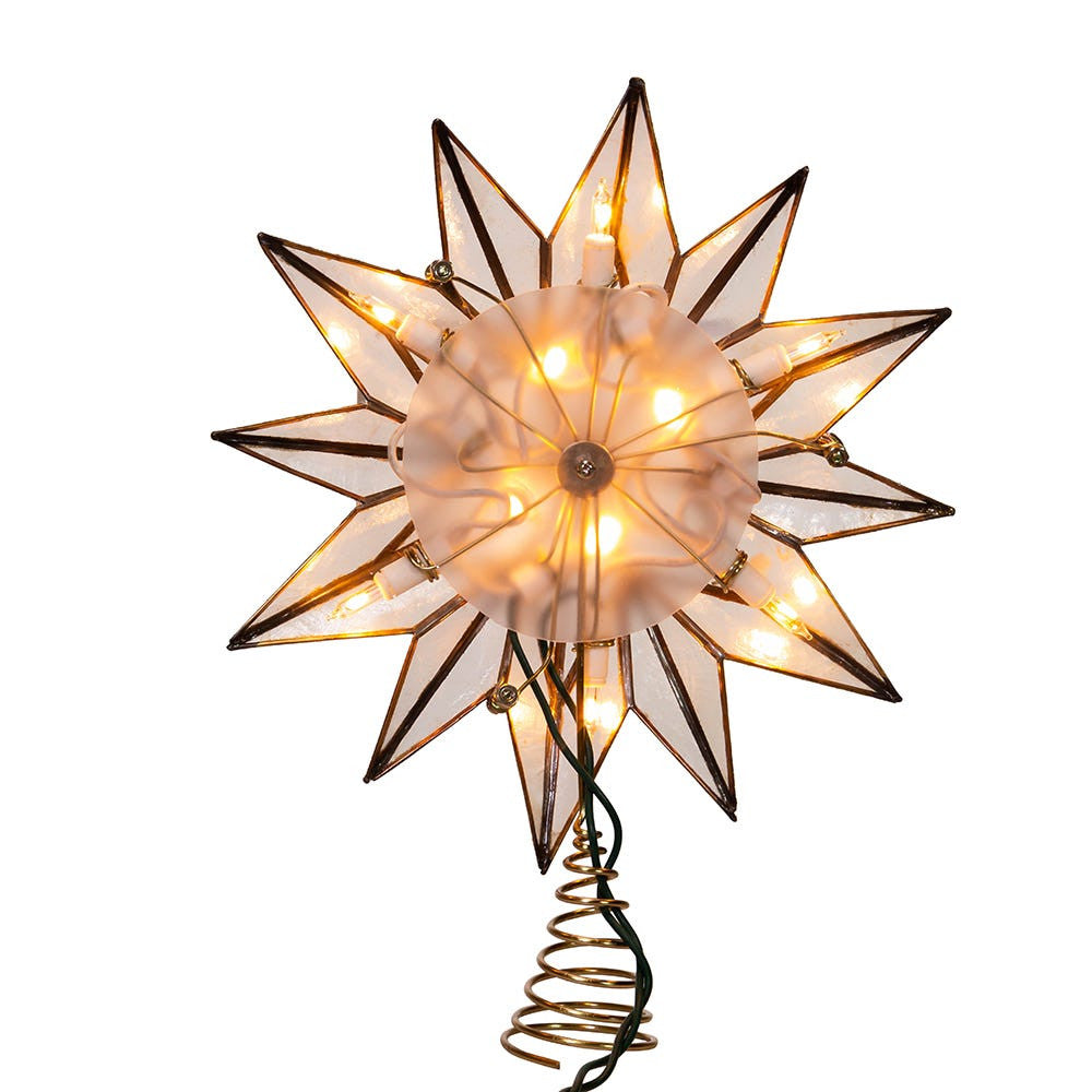 8.75" UL 10L 12-Point Capiz Gold Star Treetop