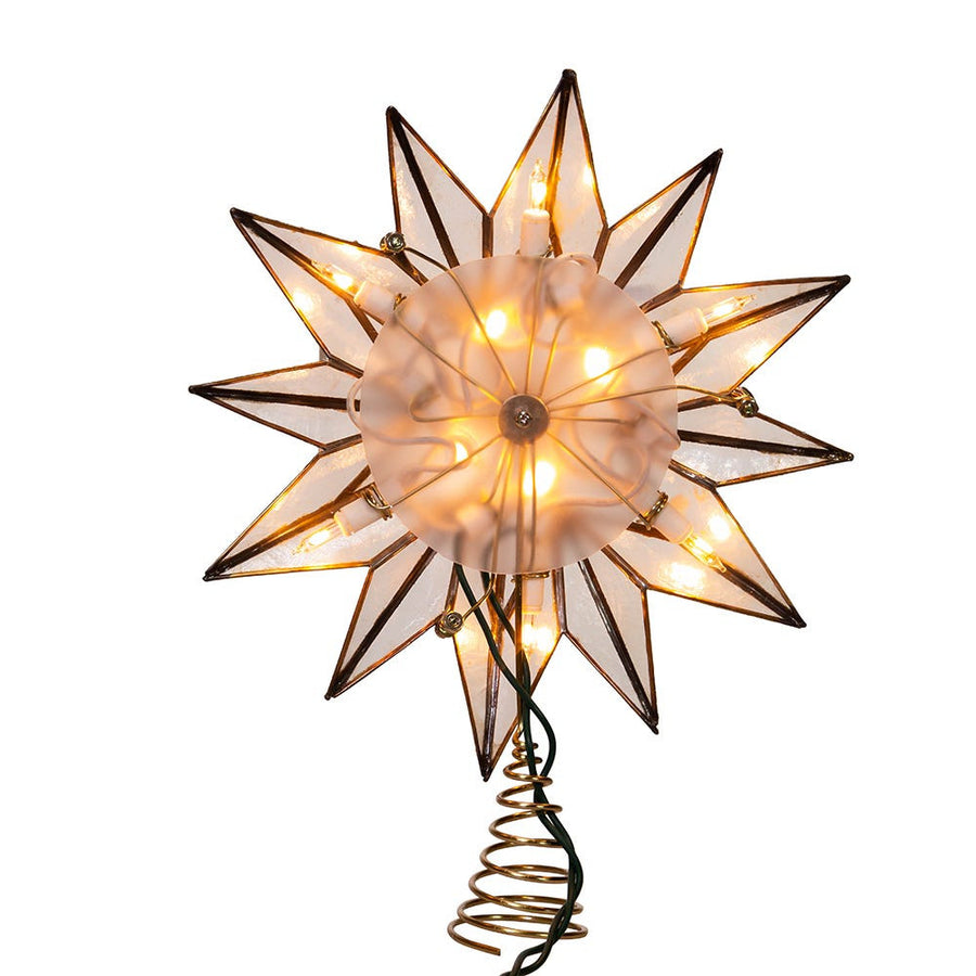 8.75" UL 10L 12-Point Capiz Gold Star Treetop