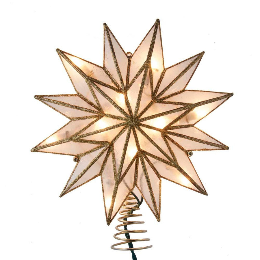 8.75" UL 10L 12-Point Capiz Gold Star Treetop