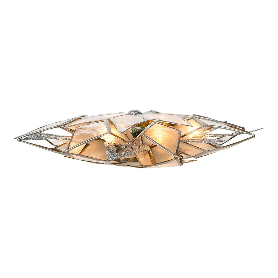 9.5" UL 10L Silver Glittered Capiz Star Treetop