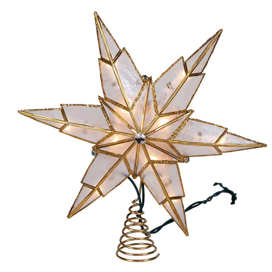9" UL 10L 6 Point Capiz Gold Star Treetop