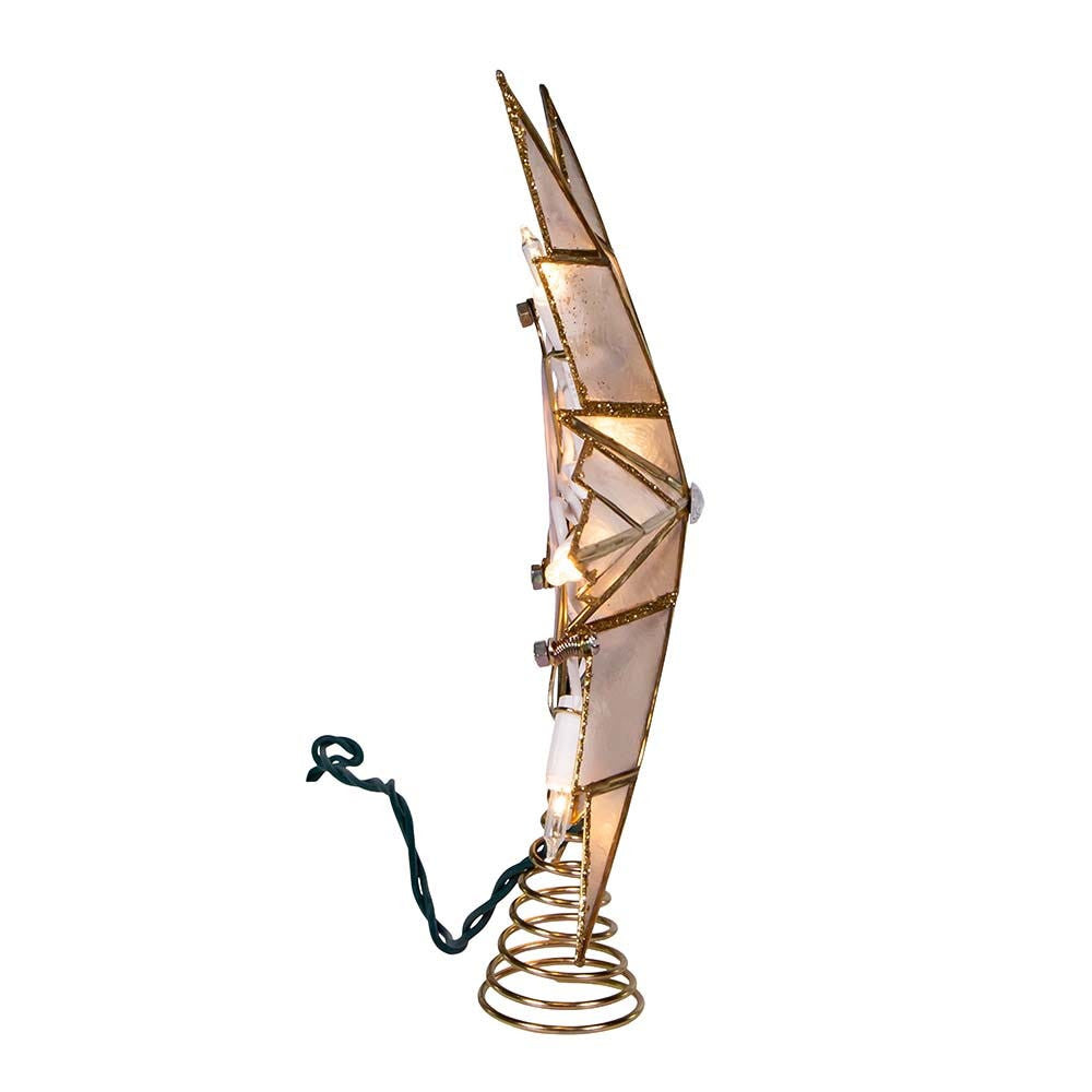 9" UL 10L 6 Point Capiz Gold Star Treetop
